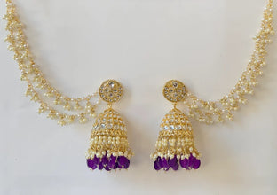 Bahubali Kundan Pearl Jhumka with sahare /Kundan Gold Jhumka/Indian/Pakistani/Punjabi/Statement earring/Bridal earring/Indian wedding