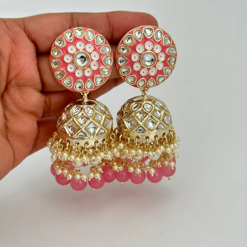 Bollywood Kundan Pearl Jhumka/Jhumka Earrings/Big jhumka/kundan Earrings/Indian earrings/Punjabi/Pakistani Jewelry/Bridal/Indian Wedding