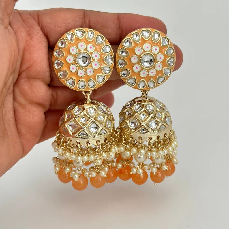 Bollywood Kundan Pearl Jhumka/Jhumka Earrings/Big jhumka/kundan Earrings/Indian earrings/Punjabi/Pakistani Jewelry/Bridal/Indian Wedding