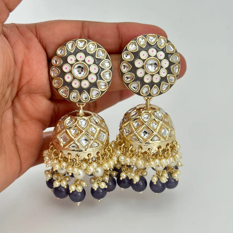 Bollywood Kundan Pearl Jhumka/Jhumka Earrings/Big jhumka/kundan Earrings/Indian earrings/Punjabi/Pakistani Jewelry/Bridal/Indian Wedding