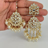 Gold Kundan Tikka Earring Set/Indian Jewelry/Bridesmaid Jewelry/Kundan tikka set/Bridesmaid Gifts