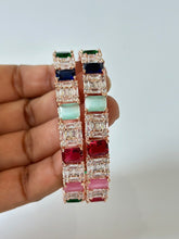 Multi stones Rose Gold Diamond bangles CZ Bangles Bracelets Indian Bangles CZ stone bangles Indian wedding Jewelry bridal jewelry set of 2