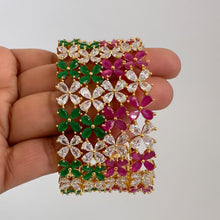 Ruby Green Gold Finish CZ diamond Bangles pair/Indian Party Wear Bracelets Bangles/CZ stone bangles/Indian wedding/bridal jewelry/bangles
