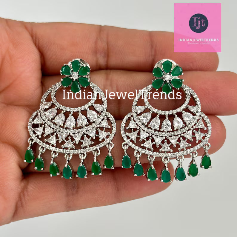 CZ Diamond Indian earrings gift for her