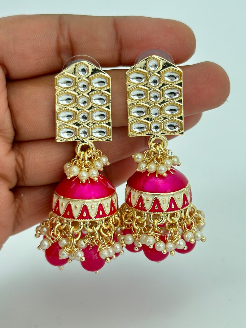 Bollywood Kundan Pearl Jhumka/Jhumka Earrings/Big jhumka/kundan Earrings/Indian earrings/Punjabi/Pakistani Jewelry/Bridal/Indian Wedding