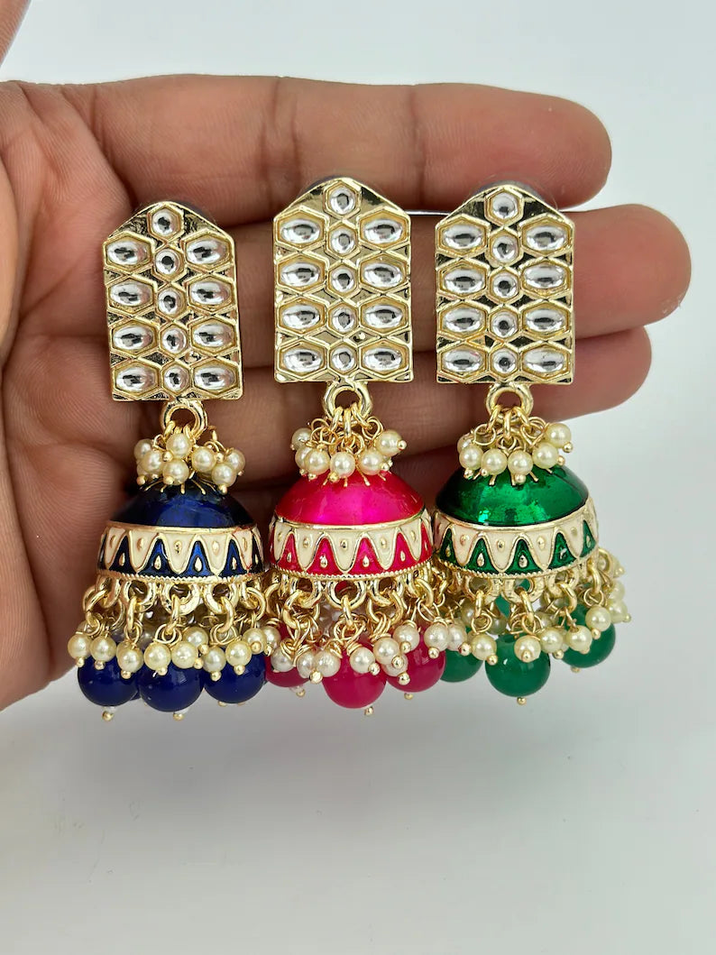 Bollywood Kundan Pearl Jhumka/Jhumka Earrings/Big jhumka/kundan Earrings/Indian earrings/Punjabi/Pakistani Jewelry/Bridal/Indian Wedding