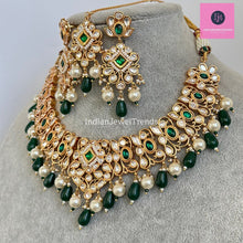 Green Fine Kundan Indian Bridal necklace, Wedding necklace, Fine kundan jewelry, Pakistani Jewelry, Indian Jewelry, Bridal Jewelry