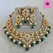 Green Fine Kundan Indian Bridal necklace, Wedding necklace, Fine kundan jewelry, Pakistani Jewelry, Indian Jewelry, Bridal Jewelry