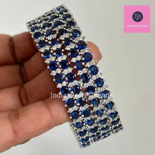 Set of 4 Ruby/Blue Silver CZ diamond bangles/ Diamond bangles, Indian Pakistani diamond jewelry for wedding