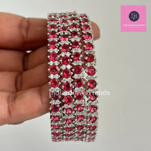 Set of 4 Ruby/Blue Silver CZ diamond bangles/ Diamond bangles, Indian Pakistani diamond jewelry for wedding