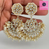 White gold Pearl Kundan chandbali Earrings, White chandbali earrings, Indian pakistani wedding jewelry, bridesmaid gift