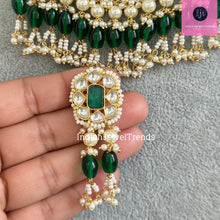 Green Pacchi Kundan Pearl Necklace, Indian Punjabi Pakistani wedding necklace Jewelry, Bridal Jewelry