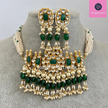 Green Pacchi Kundan Pearl Necklace, Indian Punjabi Pakistani wedding necklace Jewelry, Bridal Jewelry