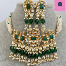 Green Pacchi Kundan Pearl Necklace, Indian Punjabi Pakistani wedding necklace Jewelry, Bridal Jewelry