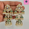 Bahubali Gold Pearl Meenakari Kundan Indian Long Jhumka earrings, Bollywood punjabi pakistani earrings for wedding jewelry