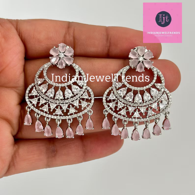 CZ Diamond Indian earrings gift for her