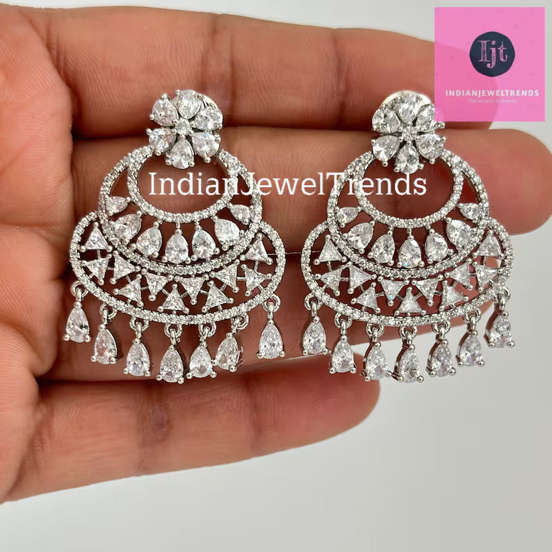 CZ Diamond Indian earrings gift for her
