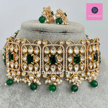 Green Tyaani Kundan Bridal choker,Gold kundan choker,Wedding necklace, Bridal Jewelry,Pakistani Jewelry, Punjabi Jewelry,Fine Kundan Jewelry