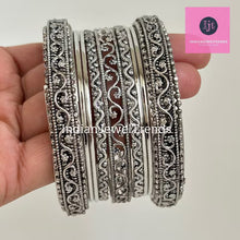 Bollywood Style oxidized Bangles set 8pcs, German silver bangles, Black metal bangles, Indian pakistani jewelry
