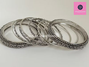 Bollywood Style oxidized Bangles set 8pcs, German silver bangles, Black metal bangles, Indian pakistani jewelry