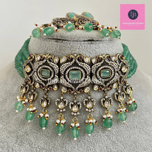 Mint victorian uncut Polki Kundan Choker, Sabyasachi Designer necklace, Bollywood, Indian Pakistani Jewelry for Wedding, bridal jewelry