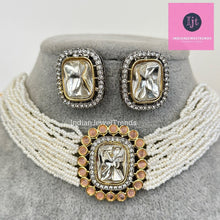 Victorian dual tone uncut polki kundan necklace/Sabyasachi Necklace/Kundan Jewelry Set/Indian wedding collection/Bridal Necklace