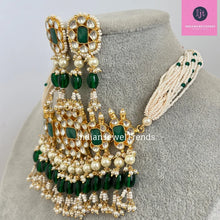 Green Pacchi Kundan Pearl Necklace, Indian Punjabi Pakistani wedding necklace Jewelry, Bridal Jewelry