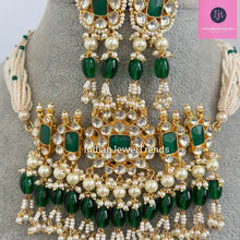 Green Pacchi Kundan Pearl Necklace, Indian Punjabi Pakistani wedding necklace Jewelry, Bridal Jewelry