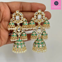 Bahubali Gold Pearl Meenakari Kundan Indian Long Jhumka earrings, Bollywood punjabi pakistani earrings for wedding jewelry