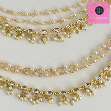 Gold kundan pearl Ear Chain/Sahare/Pearl kaan chain/Earring support chain/Indian Jewelry/Pakistani Jewelry/Bahubali Eaarrings/Kaan sahara