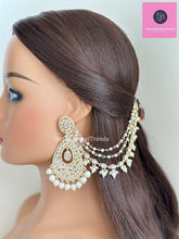 Gold kundan pearl Ear Chain/Sahare/Pearl kaan chain/Earring support chain/Indian Jewelry/Pakistani Jewelry/Bahubali Eaarrings/Kaan sahara