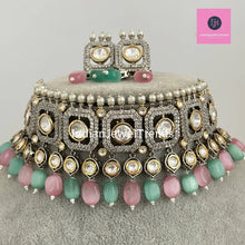Mint Pink Premium Dual Tone uncut Polki Kundan Choker,Sabyasachi choker, Bollywood Indian Pakistani jewelry for wedding , Bridal jewelry