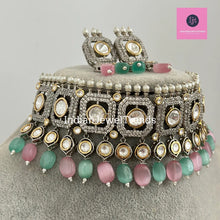 Mint Pink Premium Dual Tone uncut Polki Kundan Choker,Sabyasachi choker, Bollywood Indian Pakistani jewelry for wedding , Bridal jewelry