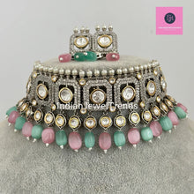 Mint Pink Premium Dual Tone uncut Polki Kundan Choker,Sabyasachi choker, Bollywood Indian Pakistani jewelry for wedding , Bridal jewelry