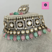 Mint Pink Premium Dual Tone uncut Polki Kundan Choker,Sabyasachi choker, Bollywood Indian Pakistani jewelry for wedding , Bridal jewelry