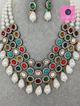 Navratan uncut Polki Pearl Kundan Necklace/Indian Long Necklace/Statement Long Necklace/Semi Precious Necklace/Rani Haar Premium Quality