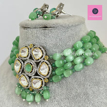 Mint Pista Victorian dual tone uncut polki kundan Choker/Sabyasachi Necklace/Kundan Jewelry Set/Indian wedding collection/Bridal Necklace