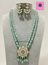 Mint Victorian uncut Polki Kundan Necklace/Indian Long Necklace/Statement Necklace/Long Mala/Semi Precious Necklace/Rani Haar/Pakistani