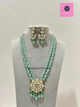 Mint Victorian uncut Polki Kundan Necklace/Indian Long Necklace/Statement Necklace/Long Mala/Semi Precious Necklace/Rani Haar/Pakistani