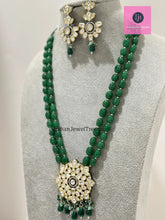 Green Victorian uncut Polki Kundan Necklace/Indian Long Necklace/Statement Necklace/Long Mala/Semi Precious Necklace/Rani Haar/Pakistani