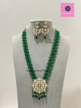Green Victorian uncut Polki Kundan Necklace/Indian Long Necklace/Statement Necklace/Long Mala/Semi Precious Necklace/Rani Haar/Pakistani