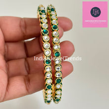 Bollywood Style Kundan Bangles 2pcs, Indian pakistani wedding jewelry, Gold Kundan bangles