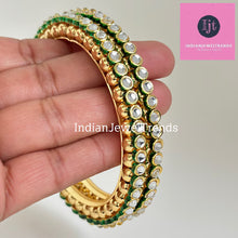 Bollywood Style Kundan Bangles 2pcs, Indian pakistani wedding jewelry, Gold Kundan bangles