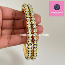Bollywood Style Kundan Bangles 2pcs, Indian pakistani wedding jewelry, Gold Kundan bangles