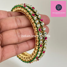 Bollywood Style Kundan Bangles 2pcs, Indian pakistani wedding jewelry, Gold Kundan bangles