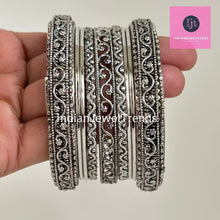 Bollywood Style oxidized Bangles set 8pcs, German silver bangles, Black metal bangles, Indian pakistani jewelry