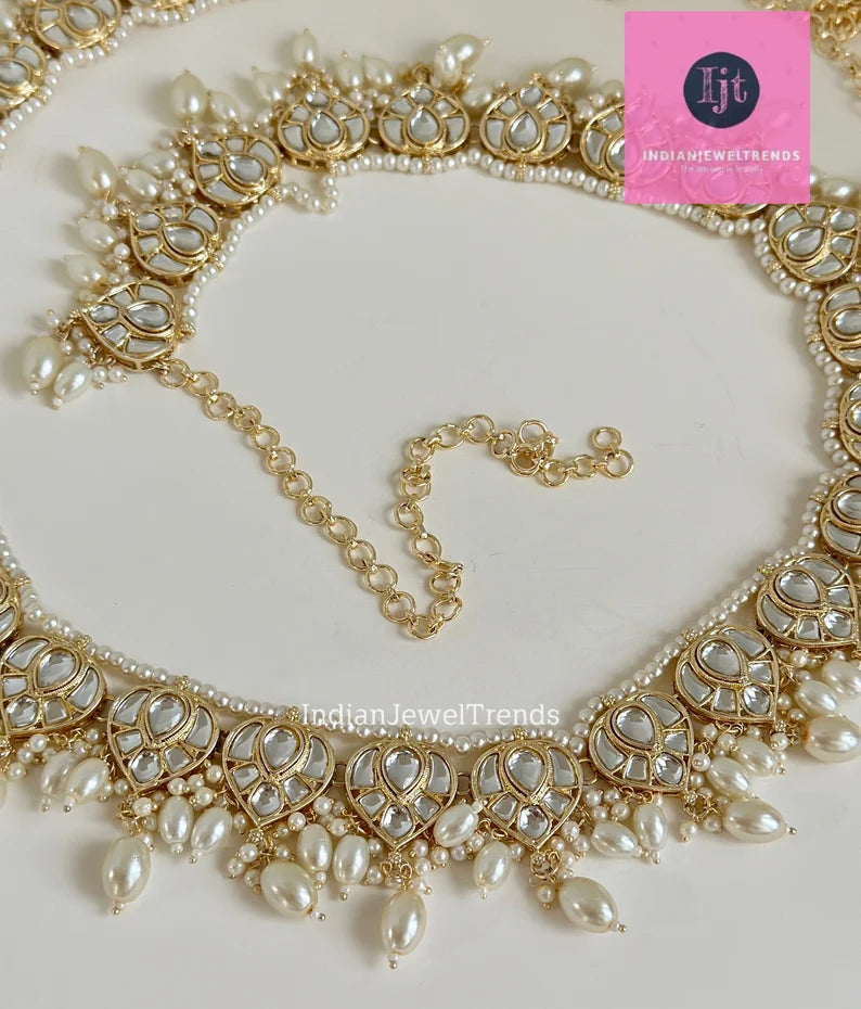 Pearl Kundan Belly Chain/Kundan Belly chain/Polki Belt/Indian waist belt/Kamarpatta/waist chain/jewelry belt/Kamarbandh/Kundan Belt