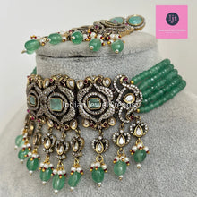 Mint victorian uncut Polki Kundan Choker, Sabyasachi Designer necklace, Bollywood, Indian Pakistani Jewelry for Wedding, bridal jewelry
