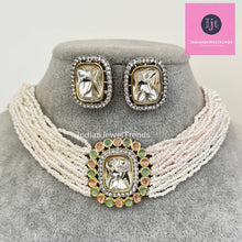 Victorian dual tone uncut polki kundan necklace/Sabyasachi Necklace/Kundan Jewelry Set/Indian wedding collection/Bridal Necklace