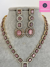 Pink Victorian CZ stone diamond Necklace, Sabyasachi Necklace, Statement Necklace, Semi Precious Necklace, Designer necklace